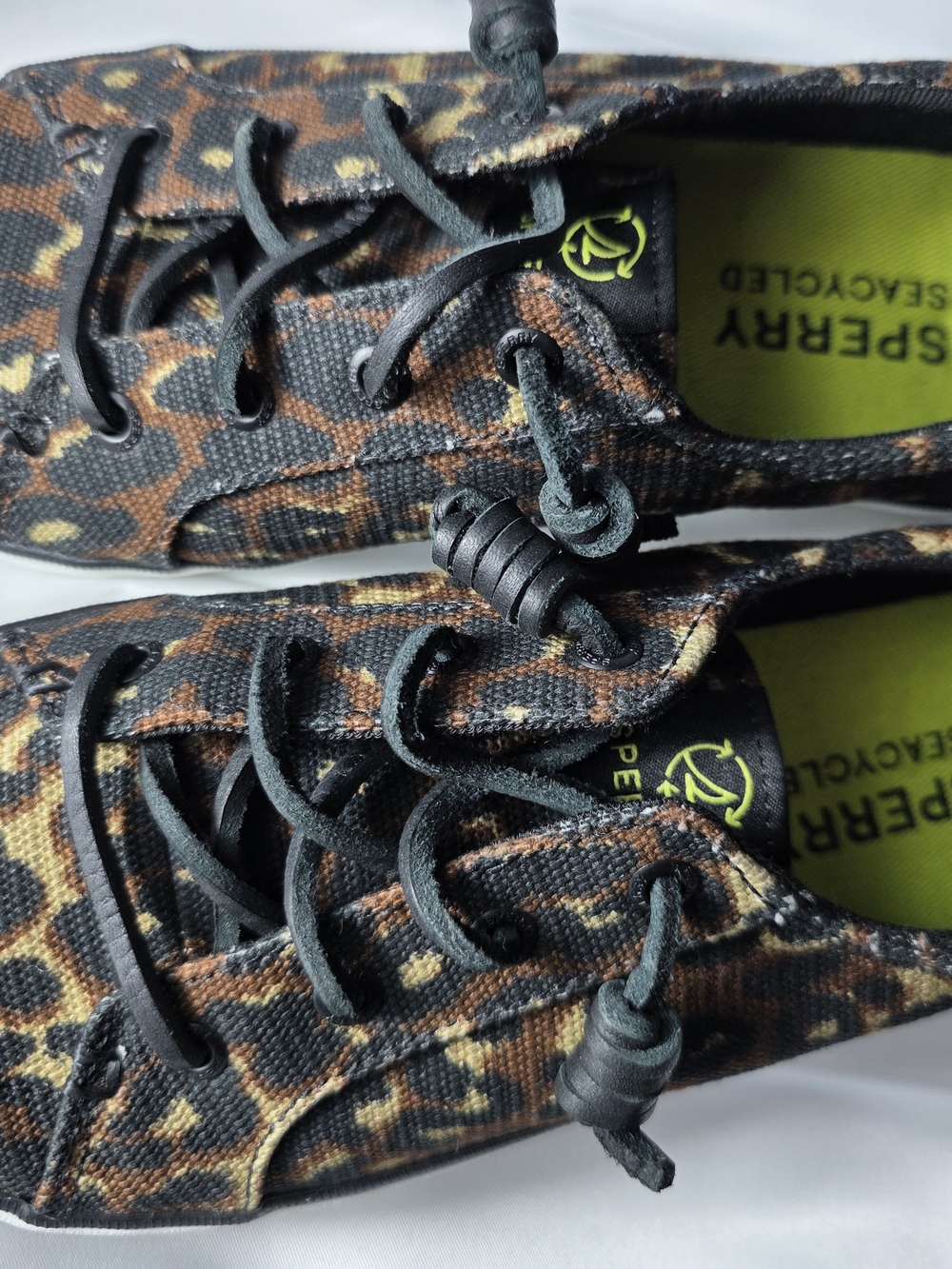 Sperry Seacycled Leopard Print Sneakers - Brown/Black 7.5 Punk Rock Animal Print